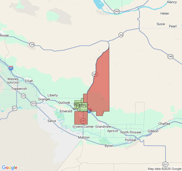 Map of septic coverage in Sunnyside, WA