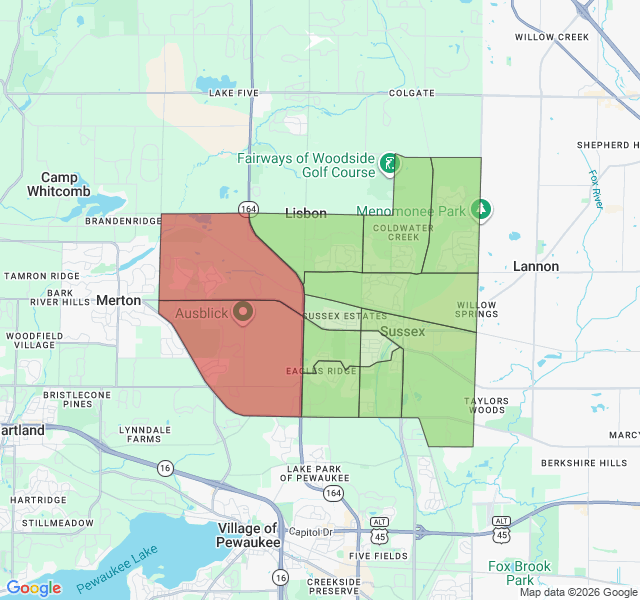 Map of septic coverage in Sussex, WI