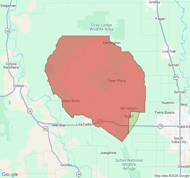 Map of septic coverage in Sutter, CA