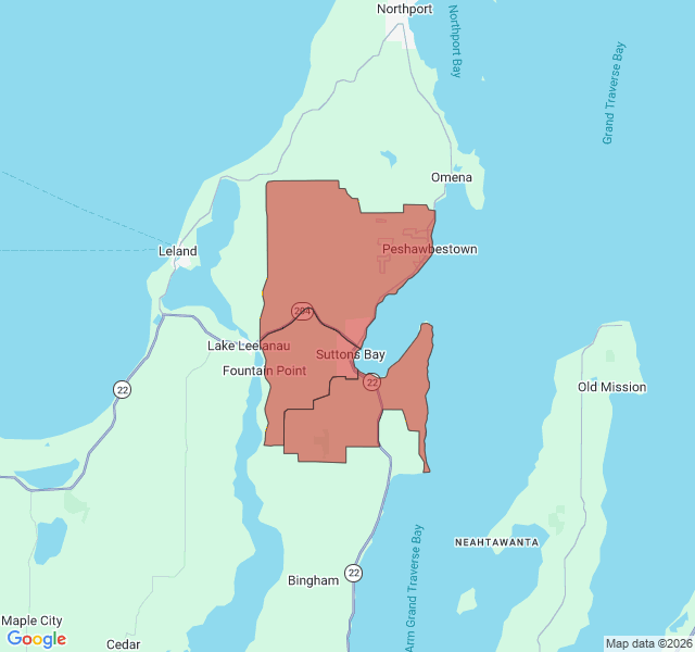 Map of septic coverage in Suttons Bay, MI