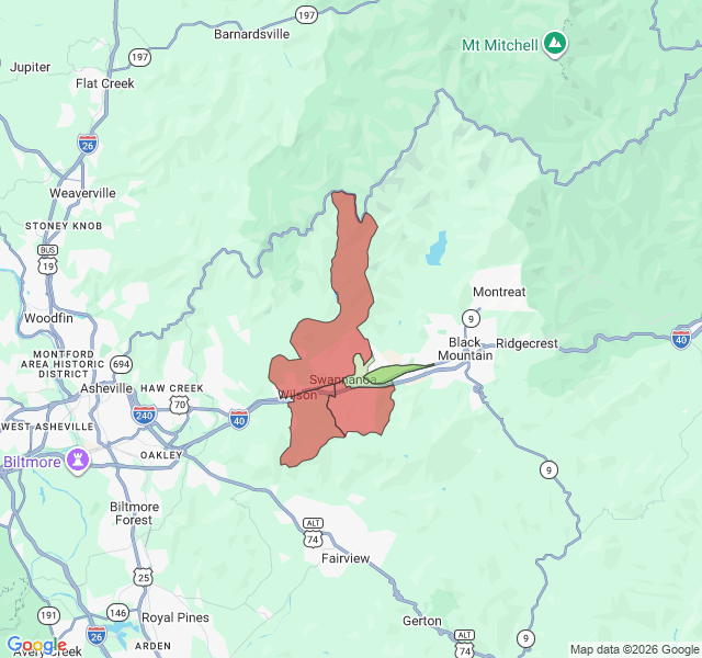 Map of septic coverage in Swannanoa, NC