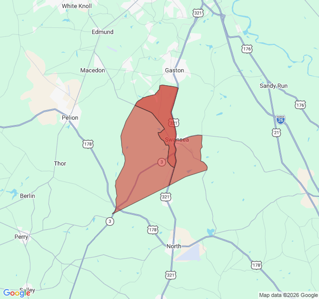 Map of septic coverage in Swansea, SC