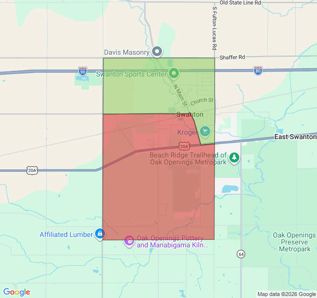 Map of septic coverage in Swanton, OH
