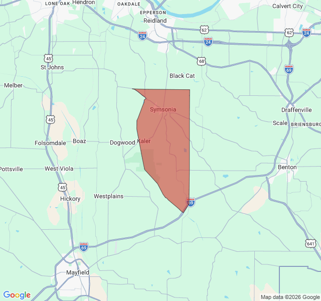 Map of septic coverage in Symsonia, KY