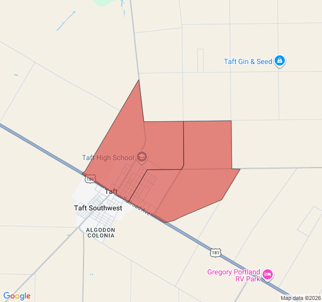Map of septic coverage in Taft, TX