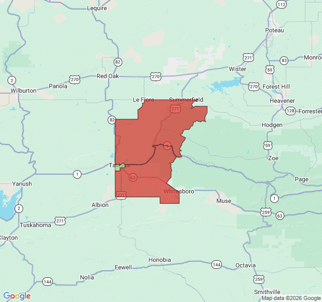 Map of septic coverage in Talihina, OK
