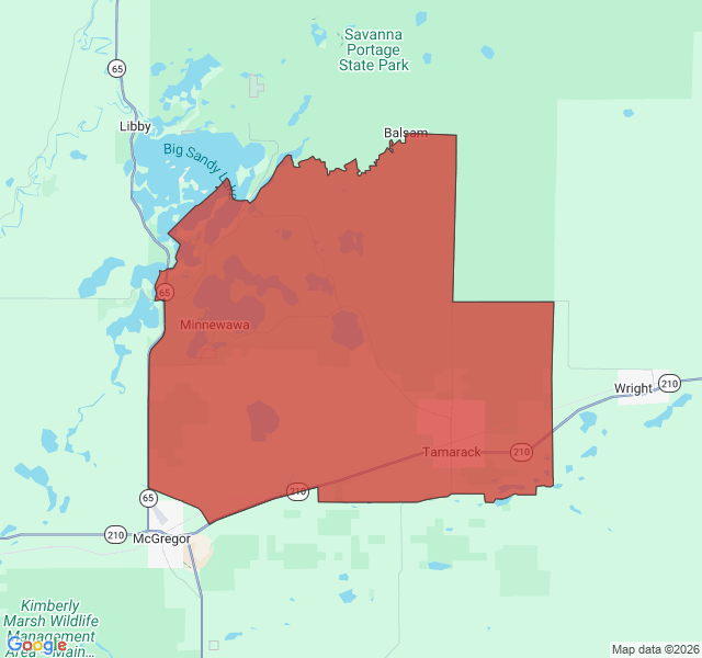Map of septic coverage in Tamarack, MN