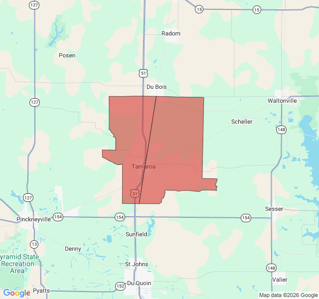 Map of septic coverage in Tamaroa, IL
