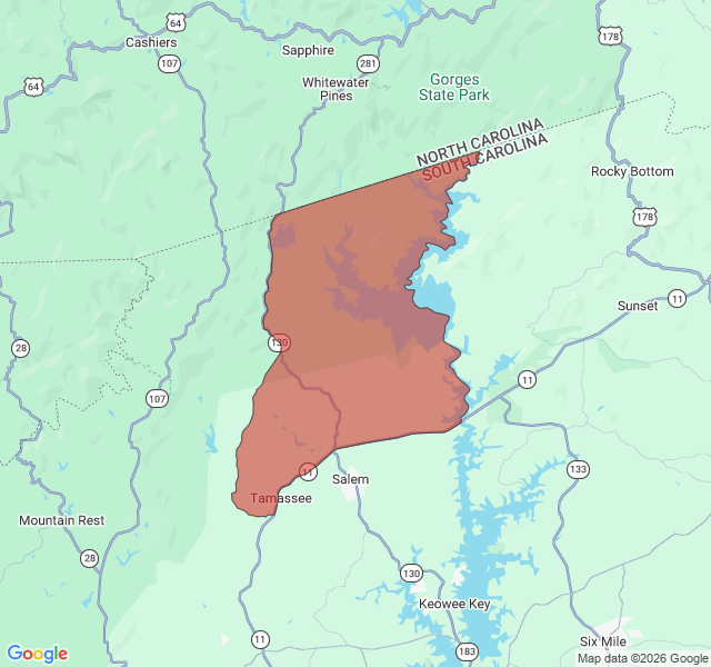Map of septic coverage in Tamassee, SC