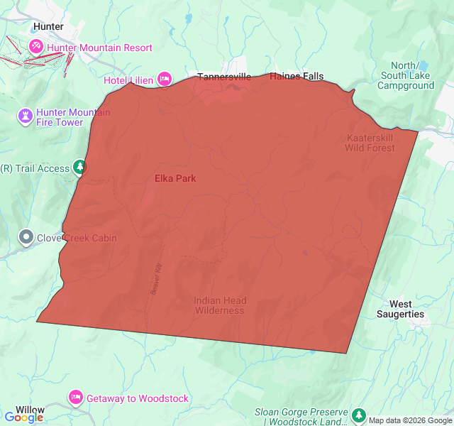 Map of septic coverage in Tannersville, NY
