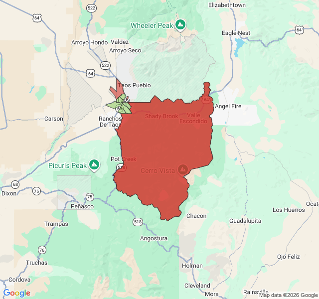 Map of septic coverage in Taos, NM