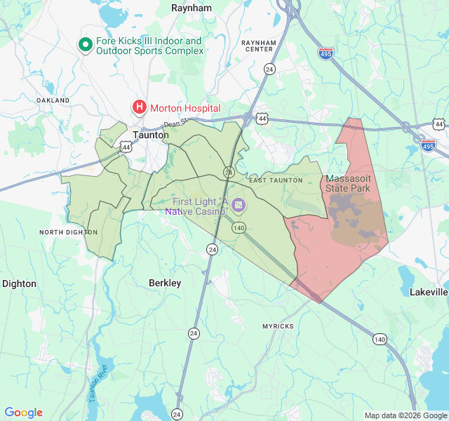 Map of septic coverage in Taunton, MA