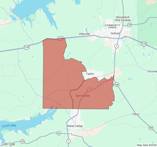 Map of septic coverage in Taylor, MS