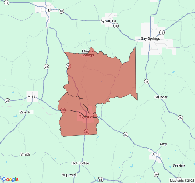 Map of septic coverage in Taylorsville, MS
