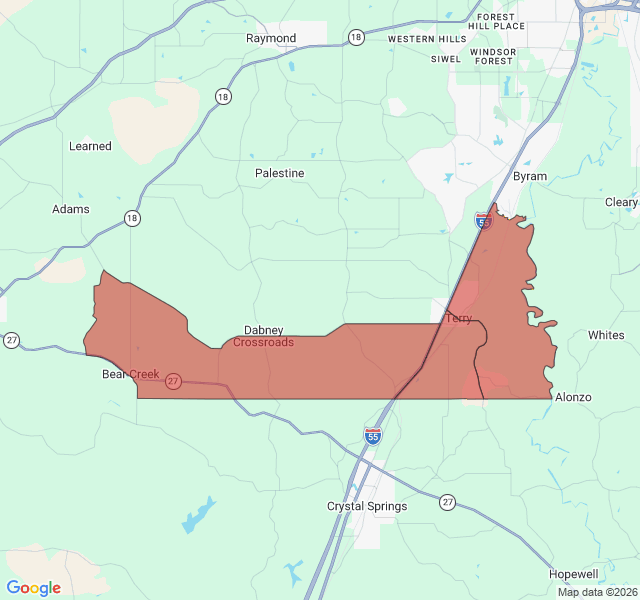 Map of septic coverage in Terry, MS