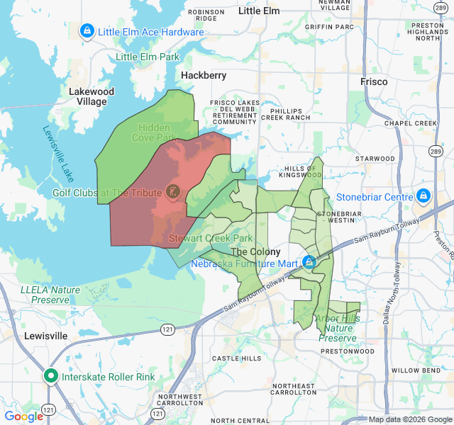 Map of septic coverage in The Colony, TX