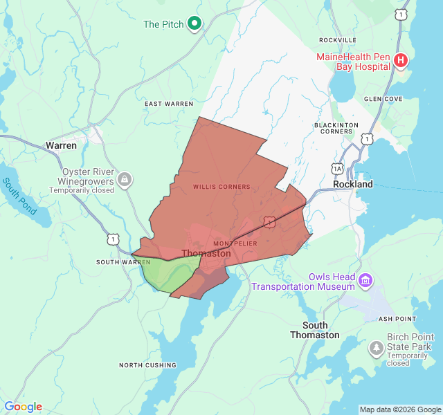 Map of septic coverage in Thomaston, ME