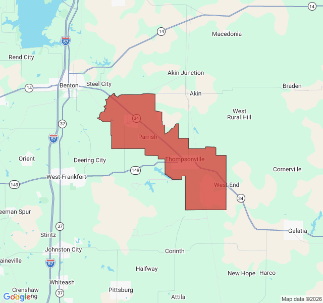 Map of septic coverage in Thompsonville, IL