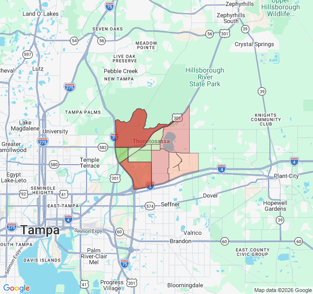 Map of septic coverage in Thonotosassa, FL