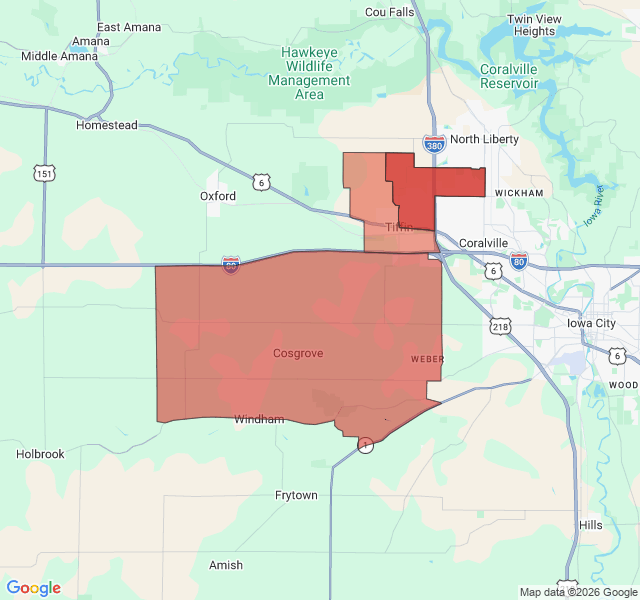 Map of septic coverage in Tiffin, IA