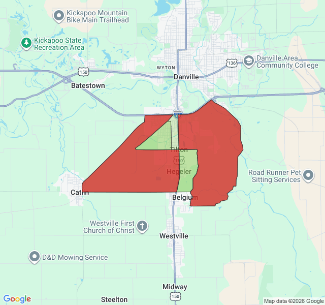 Map of septic coverage in Tilton, IL