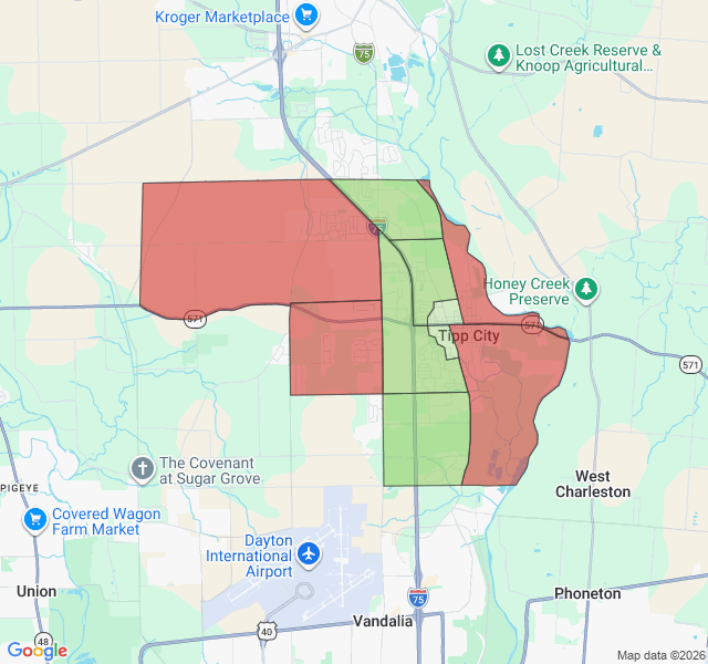 Map of septic coverage in Tipp City, OH