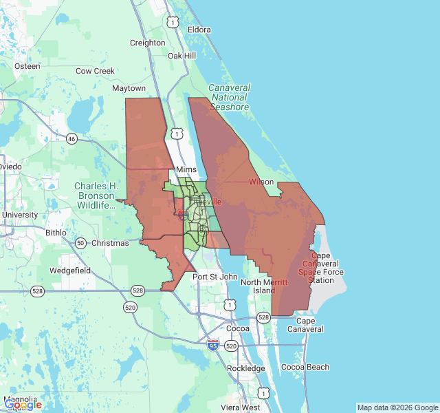 Map of septic coverage in Titusville, FL