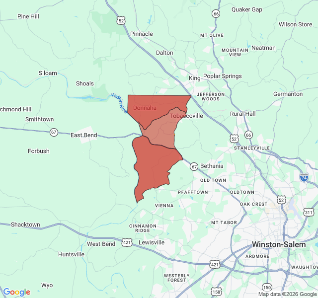 Map of septic coverage in Tobaccoville, NC