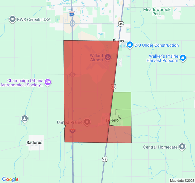 Map of septic coverage in Tolono, IL