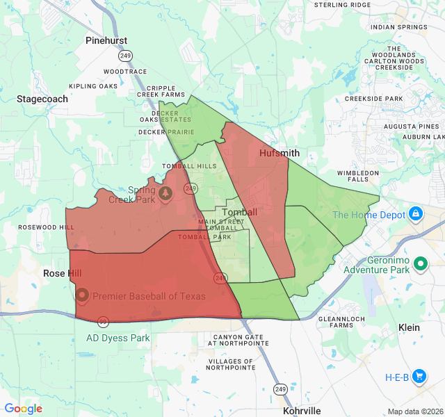 Map of septic coverage in Tomball, TX
