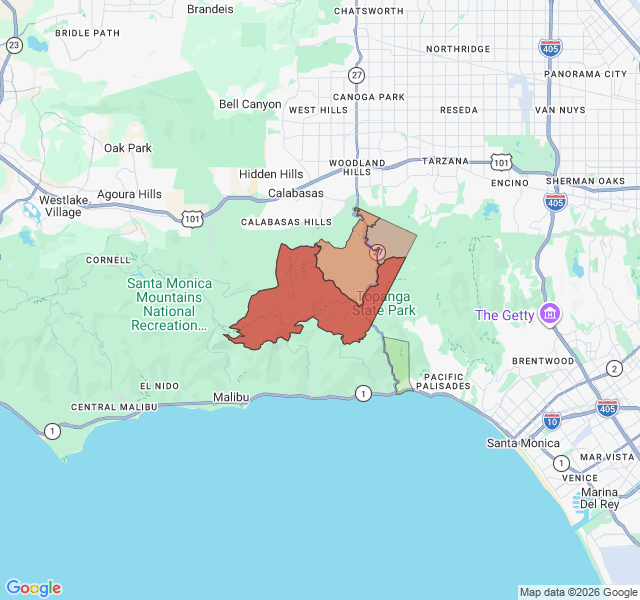 Map of septic coverage in Topanga, CA
