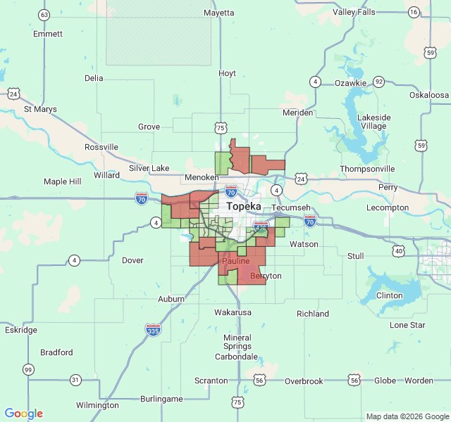 Map of septic coverage in Topeka, KS
