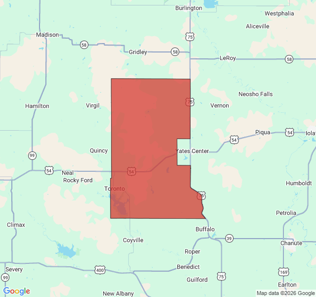Map of septic coverage in Toronto, KS