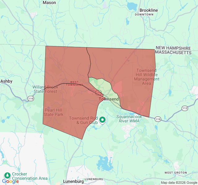 Map of septic coverage in Townsend, MA
