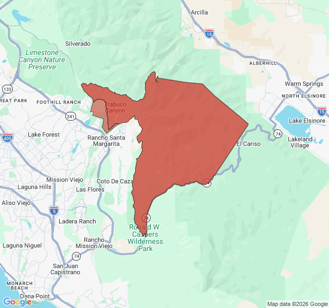 Map of septic coverage in Trabuco Canyon, CA