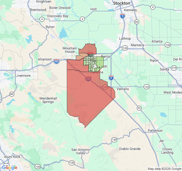 Map of septic coverage in Tracy, CA