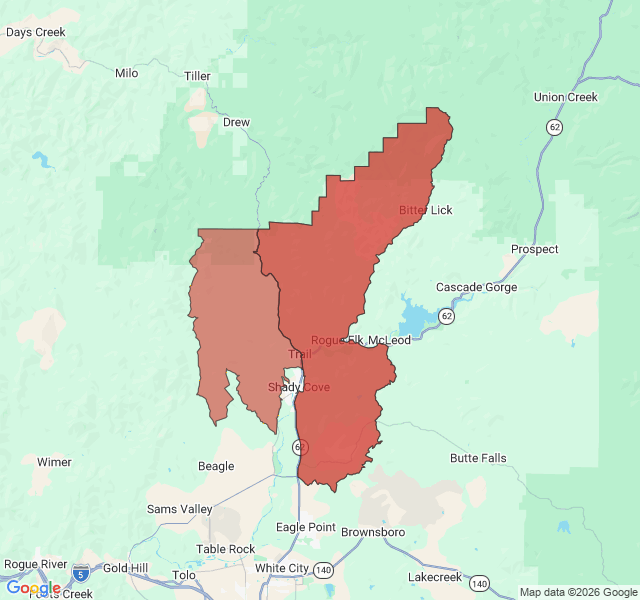 Map of septic coverage in Trail, OR