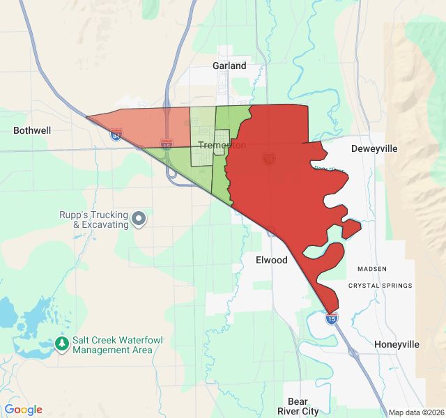 Map of septic coverage in Tremonton, UT