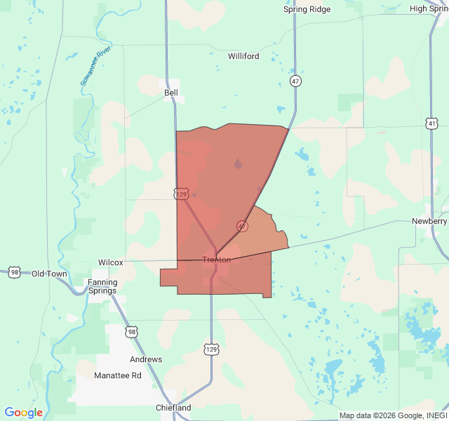 Map of septic coverage in Trenton, FL