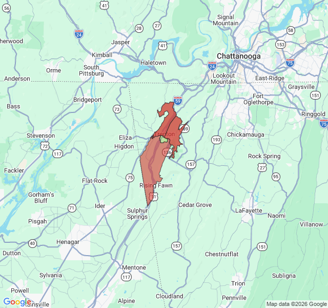 Map of septic coverage in Trenton, GA