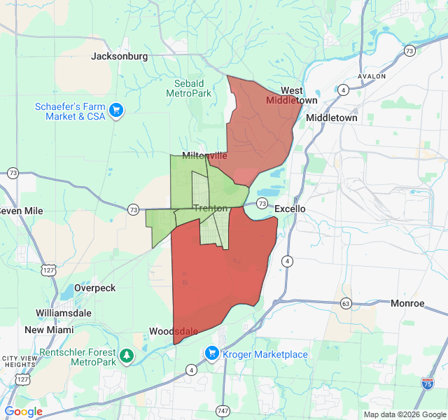 Map of septic coverage in Trenton, OH