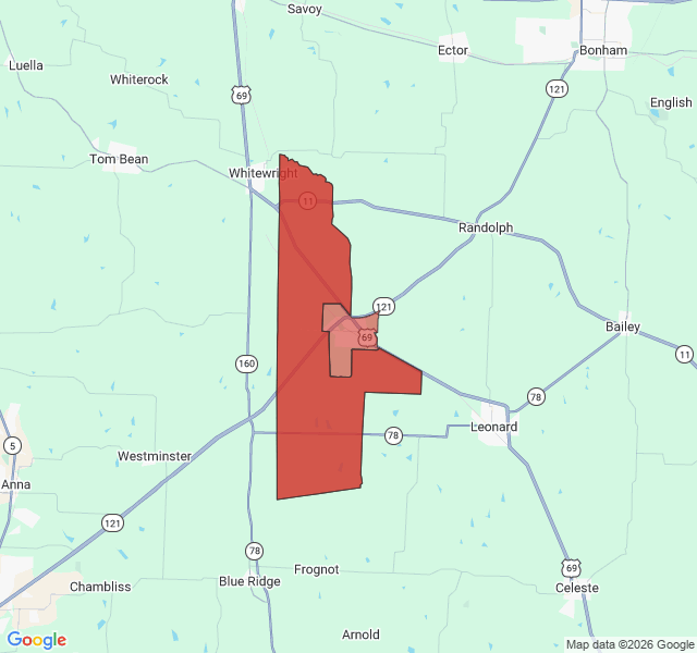 Map of septic coverage in Trenton, TX