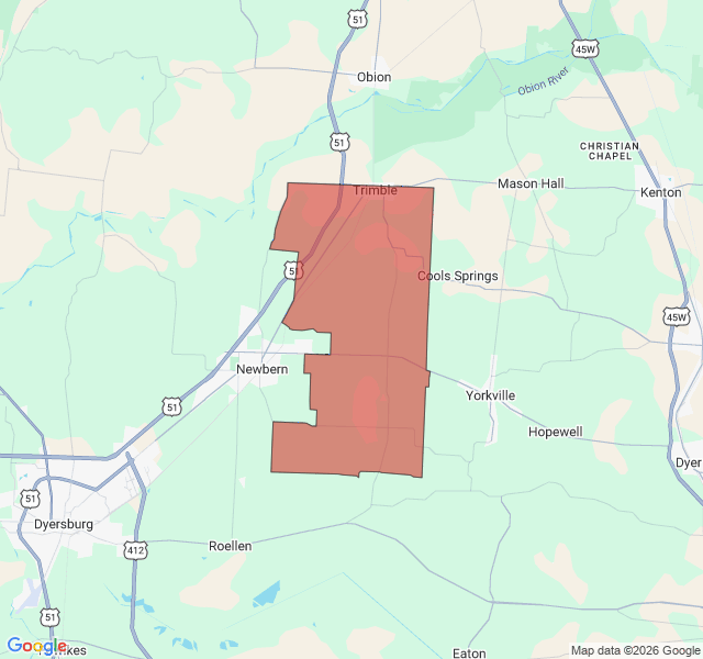 Map of septic coverage in Trimble, TN