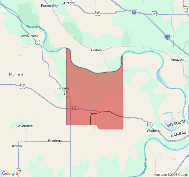 Map of septic coverage in Troy, KS