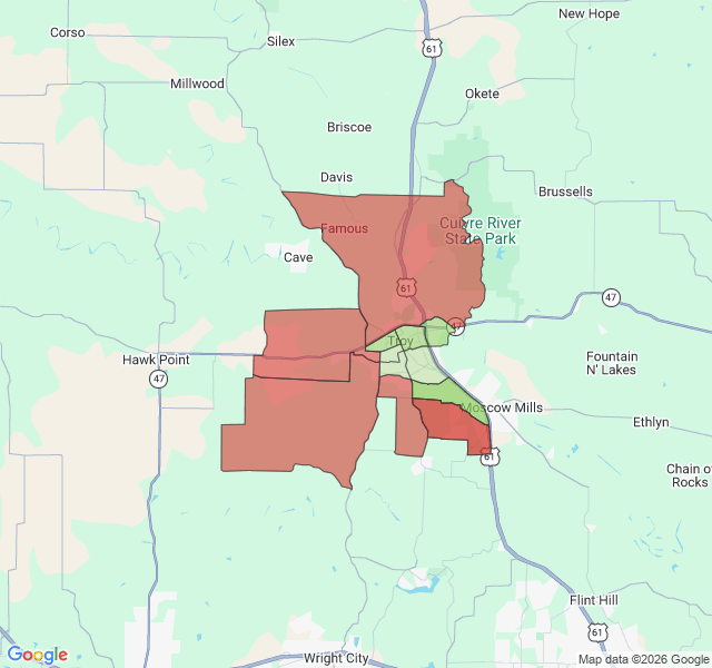 Map of septic coverage in Troy, MO