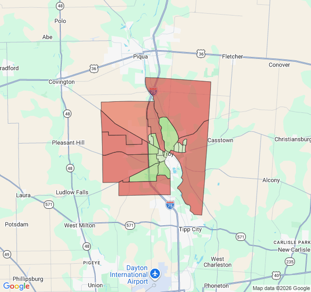 Map of septic coverage in Troy, OH