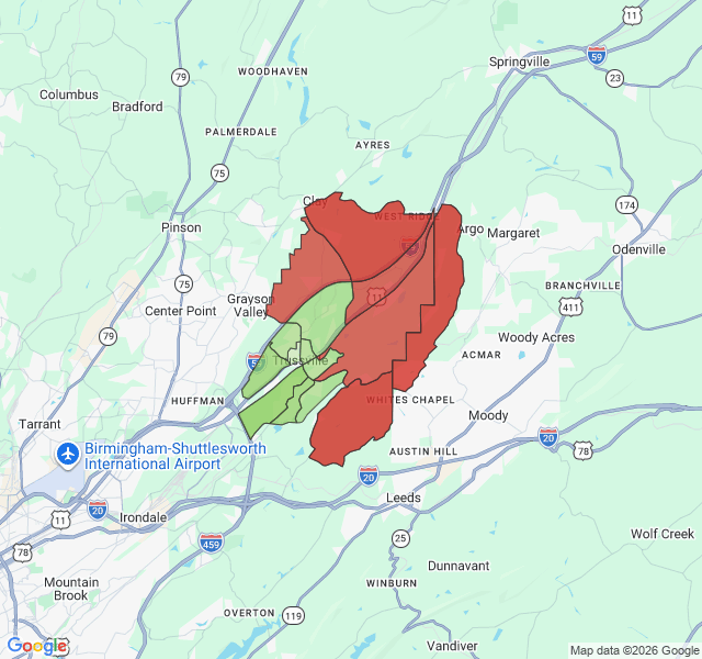 Map of septic coverage in Trussville, AL