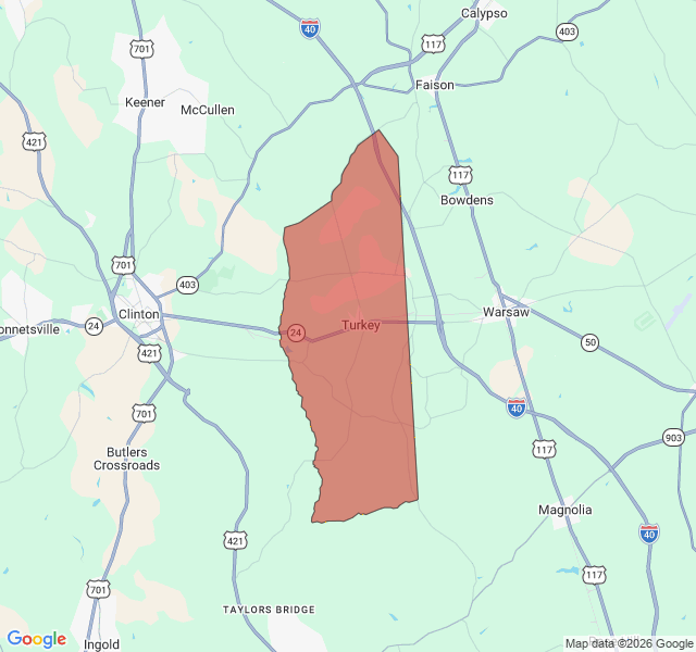 Map of septic coverage in Turkey, NC