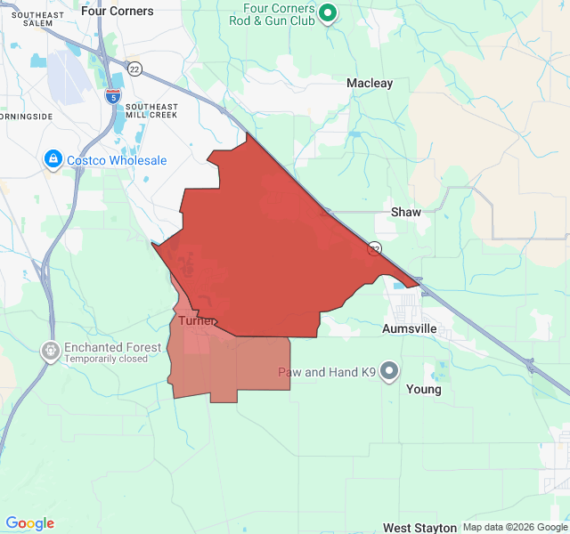 Map of septic coverage in Turner, OR