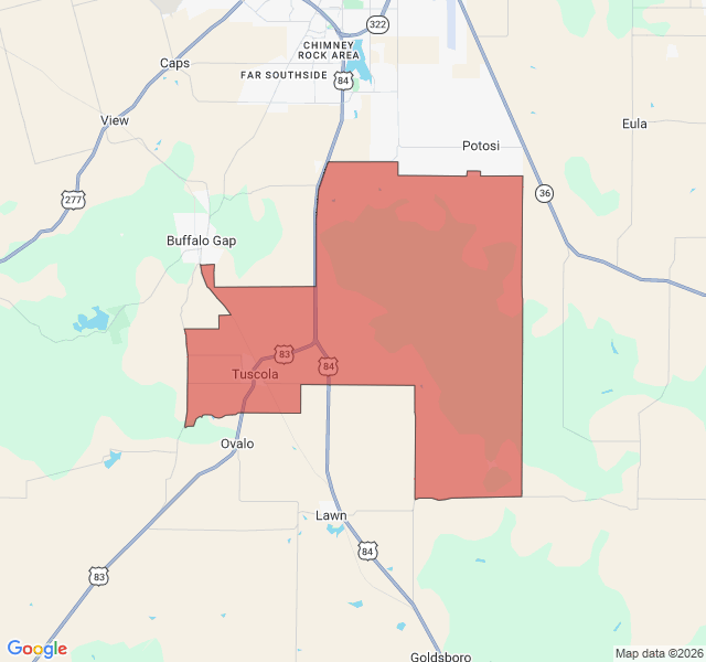 Map of septic coverage in Tuscola, TX